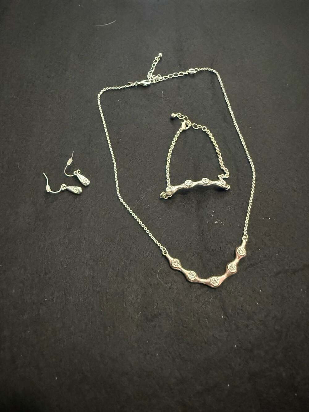 Avon Rhinestone Faceted Necklace, Earrings, and Bracelet Set